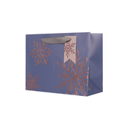 Medium landscape Christmas gift bag with sparkling snowflakes design and rope handles