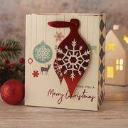 Two small gift bags with vintage bauble Christmas designs, 11.1x13.7x6.2cm, 2-pack