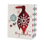 Two small gift bags with vintage bauble Christmas designs, 11.1x13.7x6.2cm, 2-pack