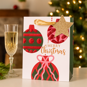 Medium Christmas gift bag with colorful bubble-themed festive design, 17.8x23x9.8cm