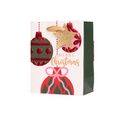 Medium Christmas gift bag with colorful bubble-themed festive design, 17.8x23x9.8cm