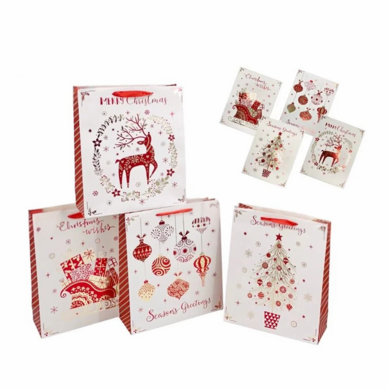 Ronis Christmas Giftbag Majestic Red And Gold Foil Large Assorted