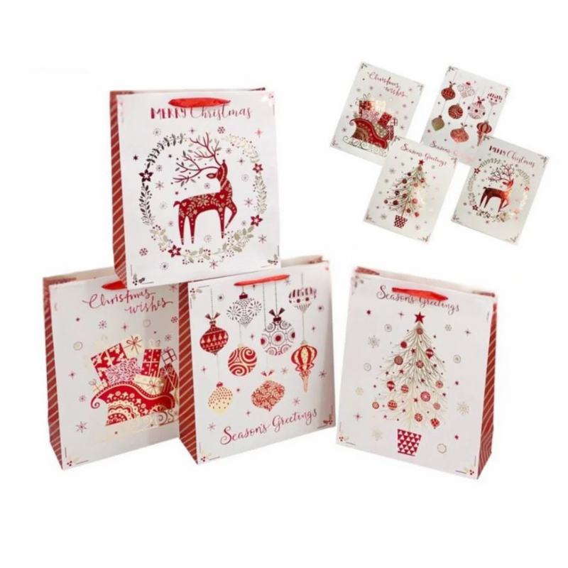 Ronis Christmas Giftbag Majestic Red And Gold Foil Medium Assorted