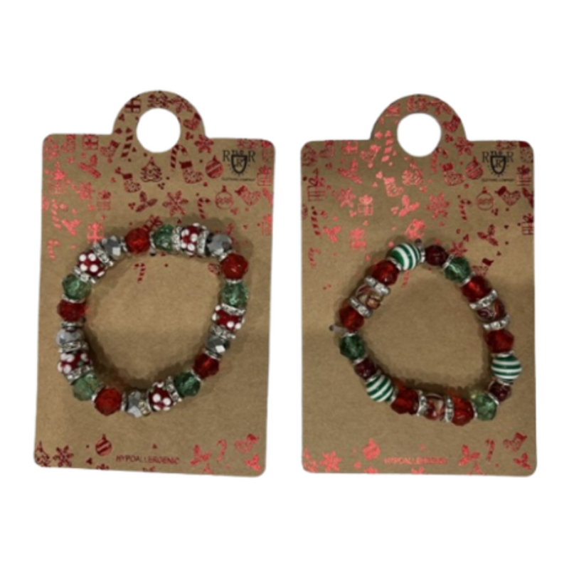Ronis Christmas Glass Bracelet Header Card Packing Large 2 Asstd