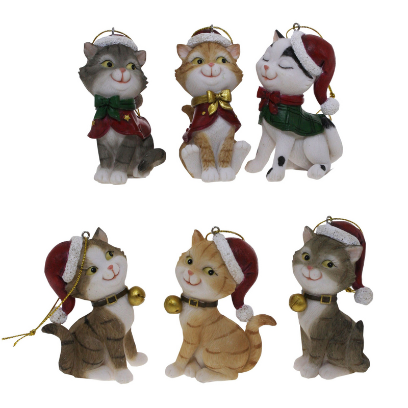 Ronis Christmas Hanging Decoration Cat Beige Gold Bell 8cm Assorted