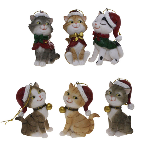 Ronis Christmas Hanging Decoration Cat Beige Gold Bell 8cm Assorted