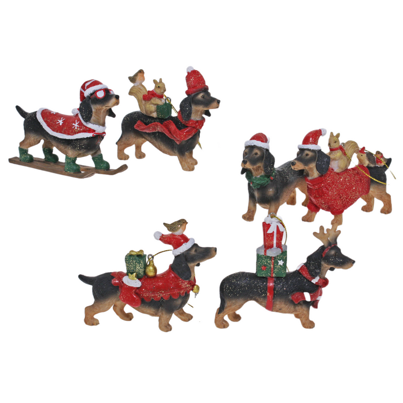 Christmas Hanging Decoration Dachshunds 10cm Assorted – festive dachshund dog ornaments for Christmas trees