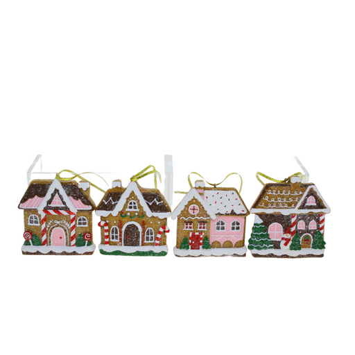 Ronis Christmas Hanging Decoration Frosted Gingerbread Houses Assorted