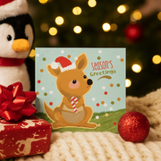 Boxed set of 20 Christmas cards for kids featuring cute holiday animal designs, FSC Mix paper