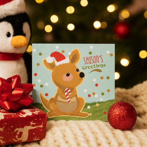Boxed set of 20 Christmas cards for kids featuring cute holiday animal designs, FSC Mix paper
