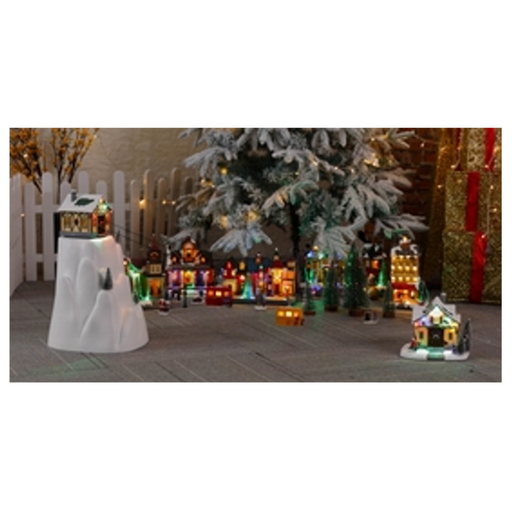 Christmas LED Cable Cars with cable house and mountain scene 32.5x31.5x53cm illuminated decoration