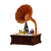 Vintage-style Christmas LED gramophone with rotating festive scene, lights, and music, 54.8x31.5x67.3cm