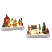 Assorted LED outdoor Christmas scenes, 16.8x9.3x12cm decorative light-up ornaments