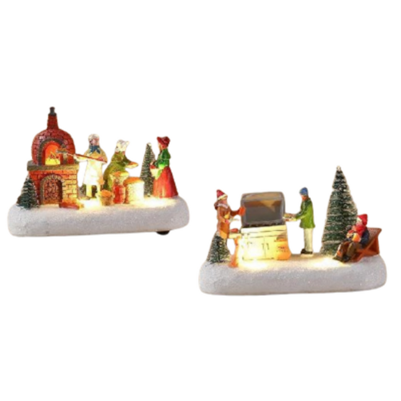 Assorted LED outdoor Christmas scenes, 16.8x9.3x12cm decorative light-up ornaments