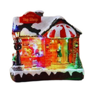 LED Santa’s Workshop Christmas decoration with music, 20.8x15x19.5cm festive tabletop piece
