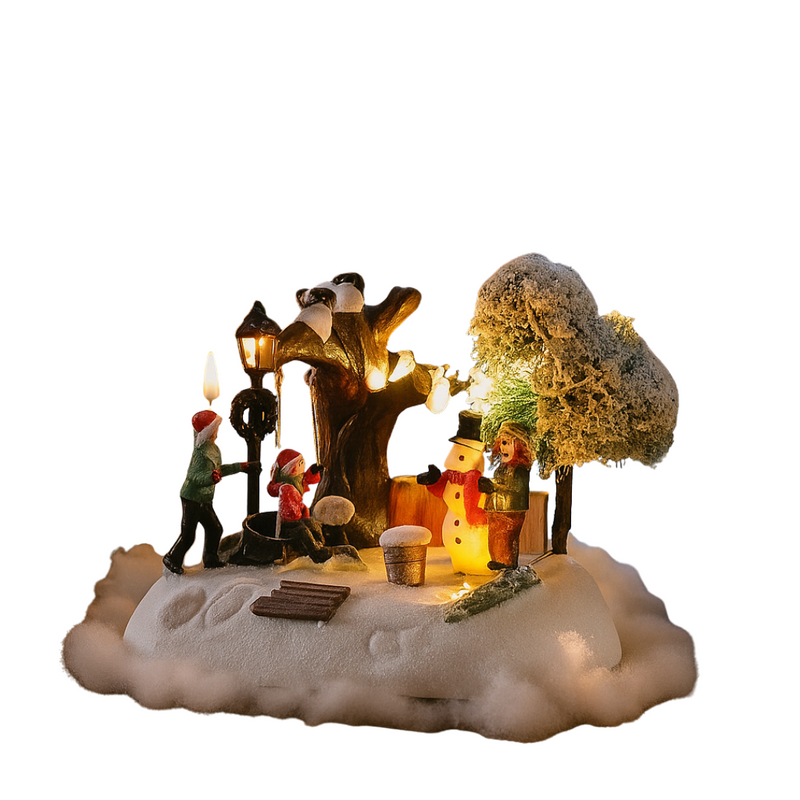 Compact Christmas LED winter scene, 17.5x11x14cm light-up festive decoration