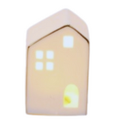 8cm Christmas LED Stonehouse with stone-effect design and internal warm LED light, perfect for mini holiday village displays.