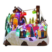 Christmas LED village scene with turning movement and music, 29.5x17.5x24cm holiday tabletop decor
