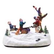 Mini Christmas LED winter scene with moving see-saw, 18.2x11.5x14.7cm festive decor