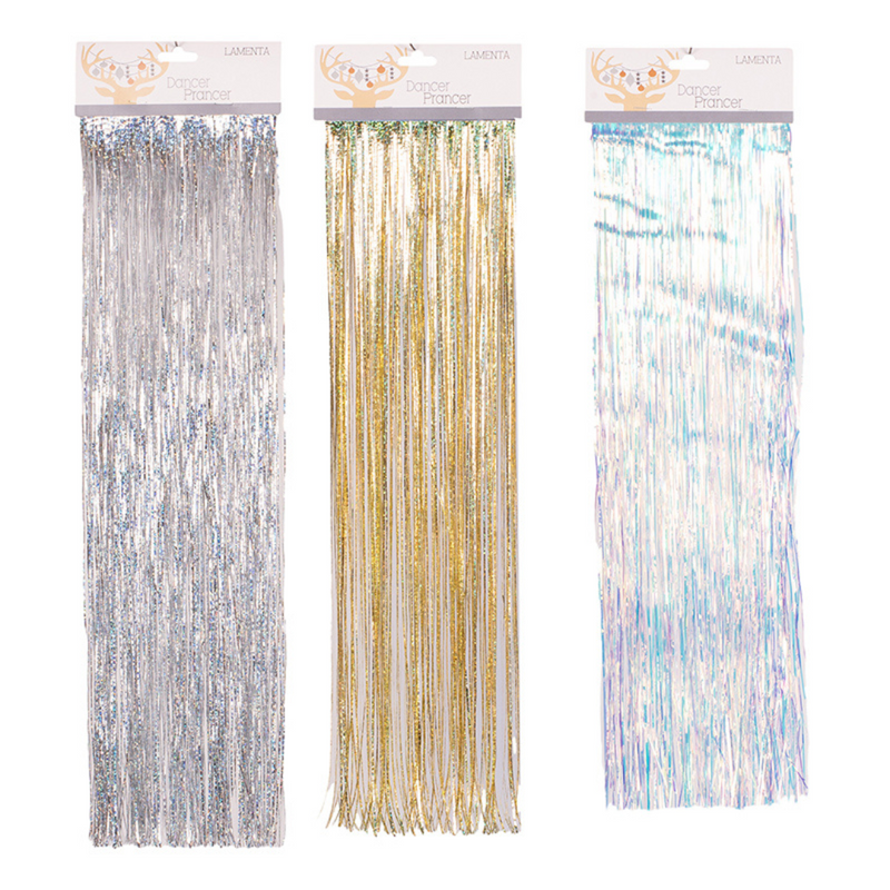 Assorted 50cm Christmas lamenta decoration with shimmering metallic strands for festive styling