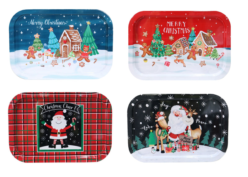 Ronis Christmas Metal Rectangular Tray Assorted