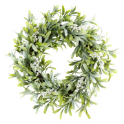 50cm Christmas mistletoe wreath with glittery red berries for festive door or wall decoration