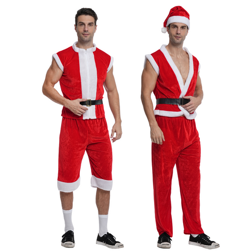 Ronis Christmas Muscle Santa Suit Mens 2 Asstd