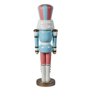 122cm pastel Christmas nutcracker soldier in blue and pink with gold accents