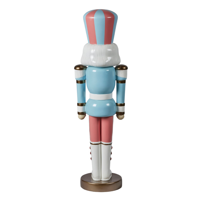 122cm pastel Christmas nutcracker soldier in blue and pink with gold accents