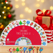Christmas Pencil and Eraser Set 20 Pack Festive Stationery – thumbnail