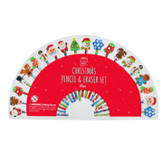 Christmas Pencil and Eraser Set 20 Pack Festive Stationery – thumbnail
