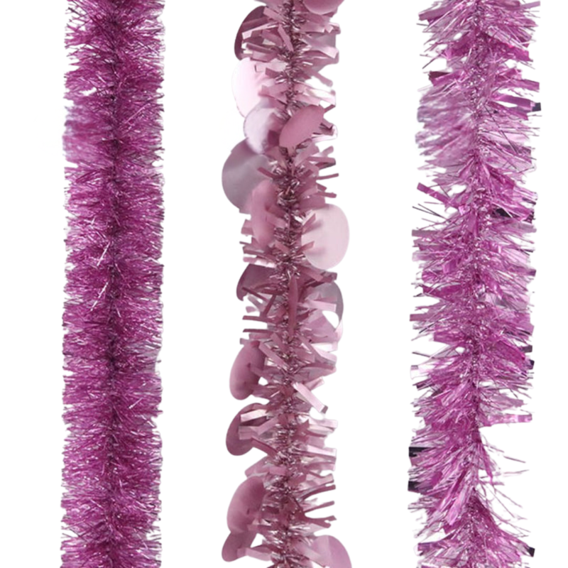 Christmas Pink Tinsel 200cm