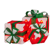 Christmas Present Display Set with Lights Red Finish – illuminated festive gift box decorations for Christmas displays