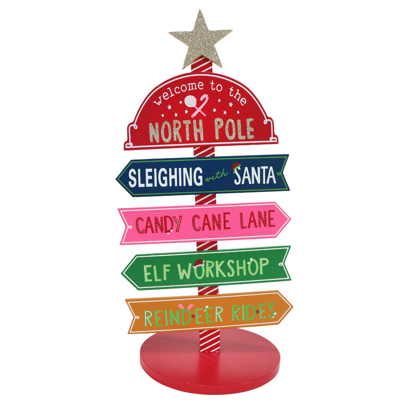 Christmas Rainbow Table Sign 34cm – colourful festive rainbow sign for holiday table and mantel displays