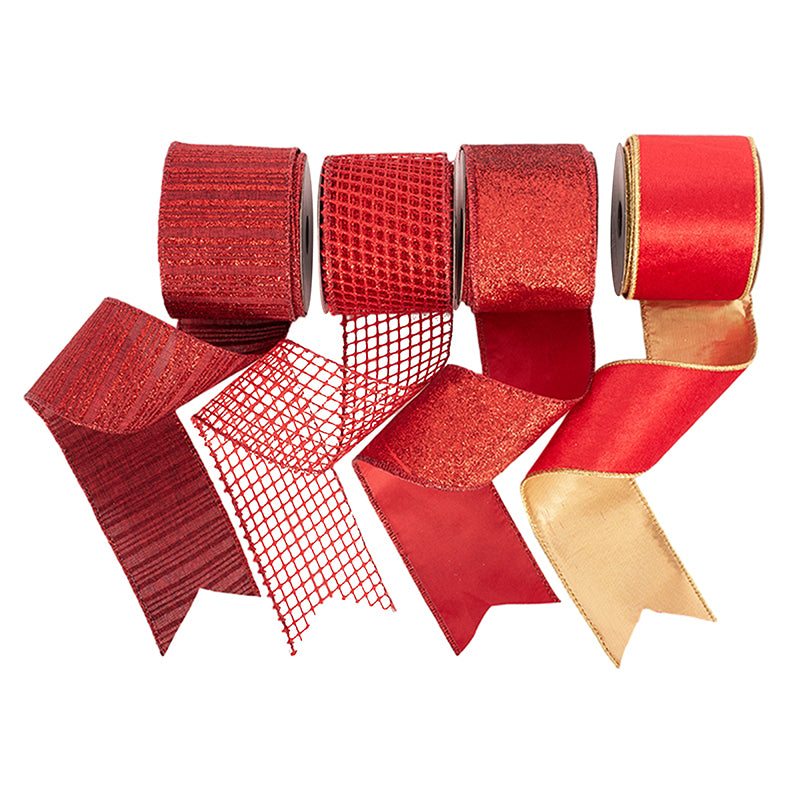 Christmas Ribbon 6.3cmx500cm Red Assorted Holiday Wrapping