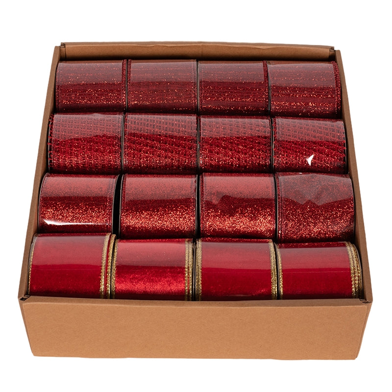 Christmas Ribbon 6.3cmx500cm Red Assorted Holiday Wrapping