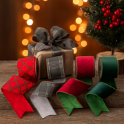 Christmas Ribbon 6.3x500cm Red Green Assorted Holiday Wrapping