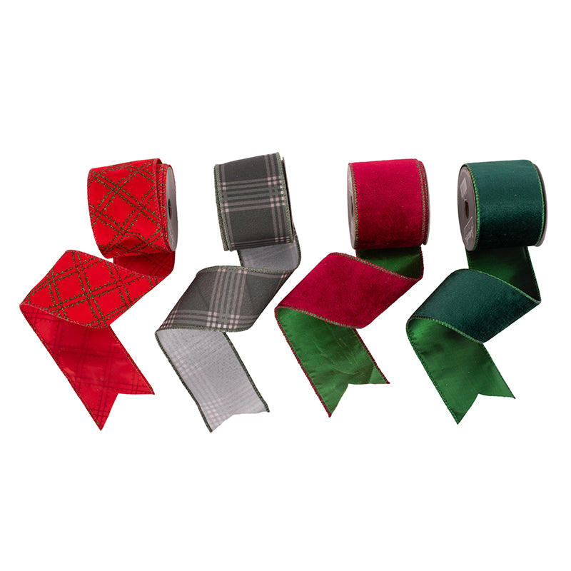 Christmas Ribbon 6.3x500cm Red Green Assorted Holiday Wrapping