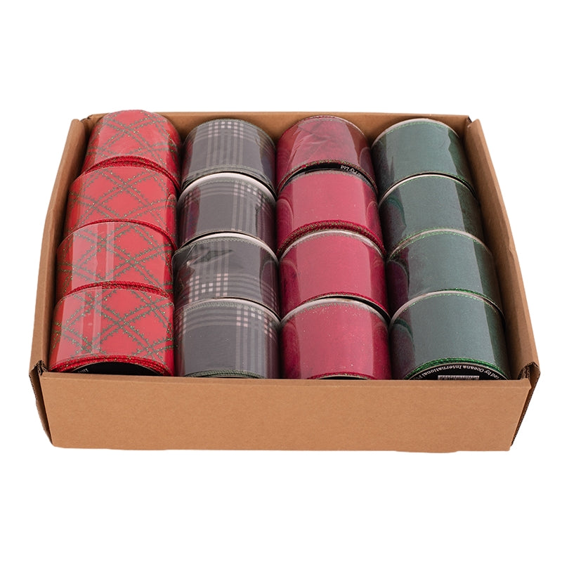 Christmas Ribbon 6.3x500cm Red Green Assorted Holiday Wrapping