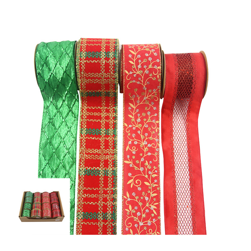 Ronis Christmas Ribbons 6.3x500cm Red Green Assorted