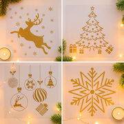 60cm assorted Christmas snow spray stencil with festive designs for window decoration