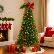 8ft bent Christmas tree with curved top and lush green branches, ideal for whimsical holiday décor