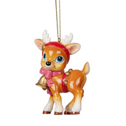 Ronis Christmas Tree Decoration Cute Reindeer with Bell 8cm