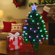 60cm fibre optic Christmas tree in decorative pot with flashing color-changing lights – ideal for tabletop holiday décor