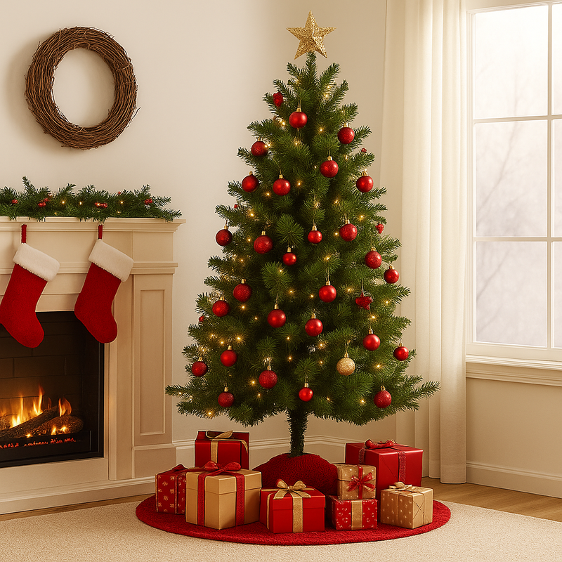 4ft Green Hill Christmas tree with 172 green tips and classic pine shape for small-space holiday decorating
