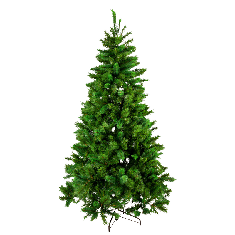 7ft Green Hill Christmas tree with 843 lush green tips and metal stand for indoor holiday décor