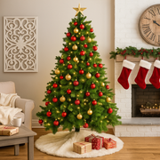 6ft long needle pine Christmas tree with 693 lush green tips and sturdy metal stand