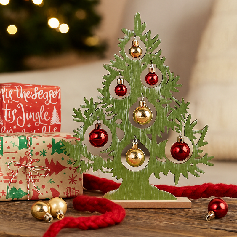 Christmas Tree MDF Table Top Deco 24x30x4cm Holiday Decoration