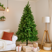 210cm New Colorado Spruce artificial Christmas tree with warm white pre-lit branches and natural green foliage