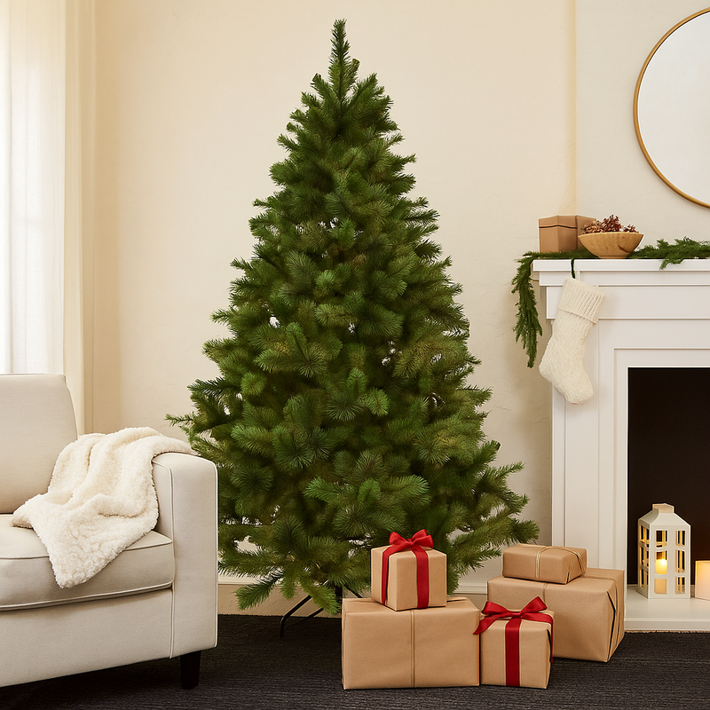 225cm New York Spruce Christmas tree with full realistic branches and classic green foliage